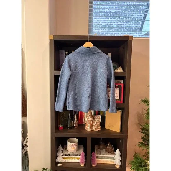 Kuhl Athena Blue Cowl Neck Kangaroo Pouch Pullover Sweater Top Size Medium - Picture 2 of 7